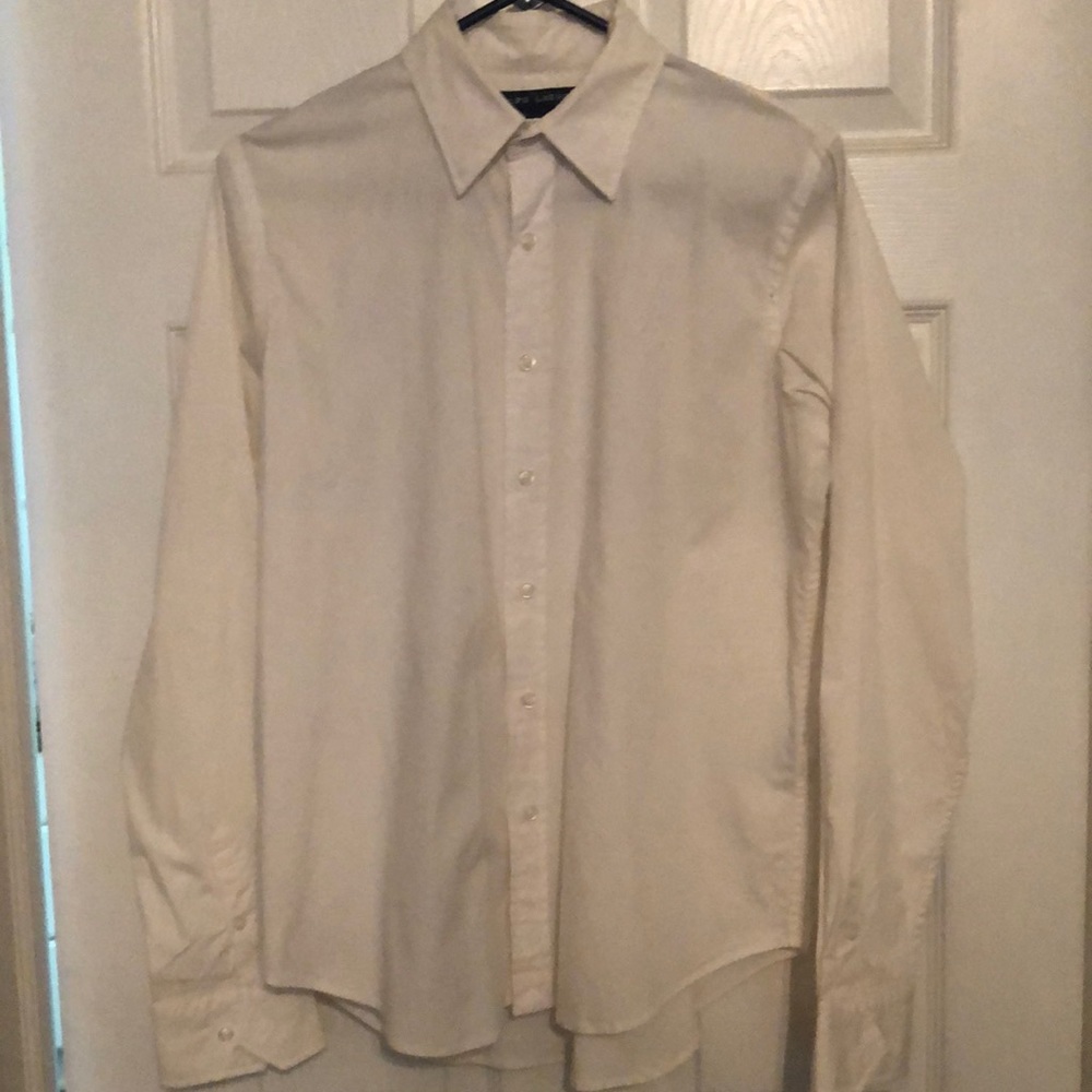 Ralph Lauren white dress shirt, no buttons on collar, EUC Boys size 12